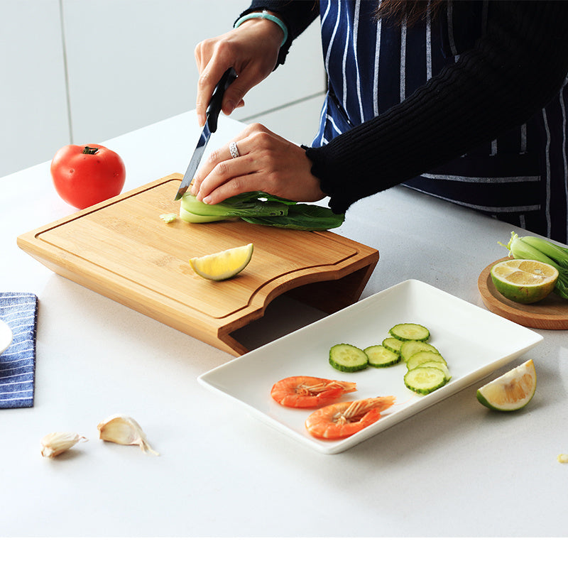 Multifunctional Wooden Chopping Board With Dish