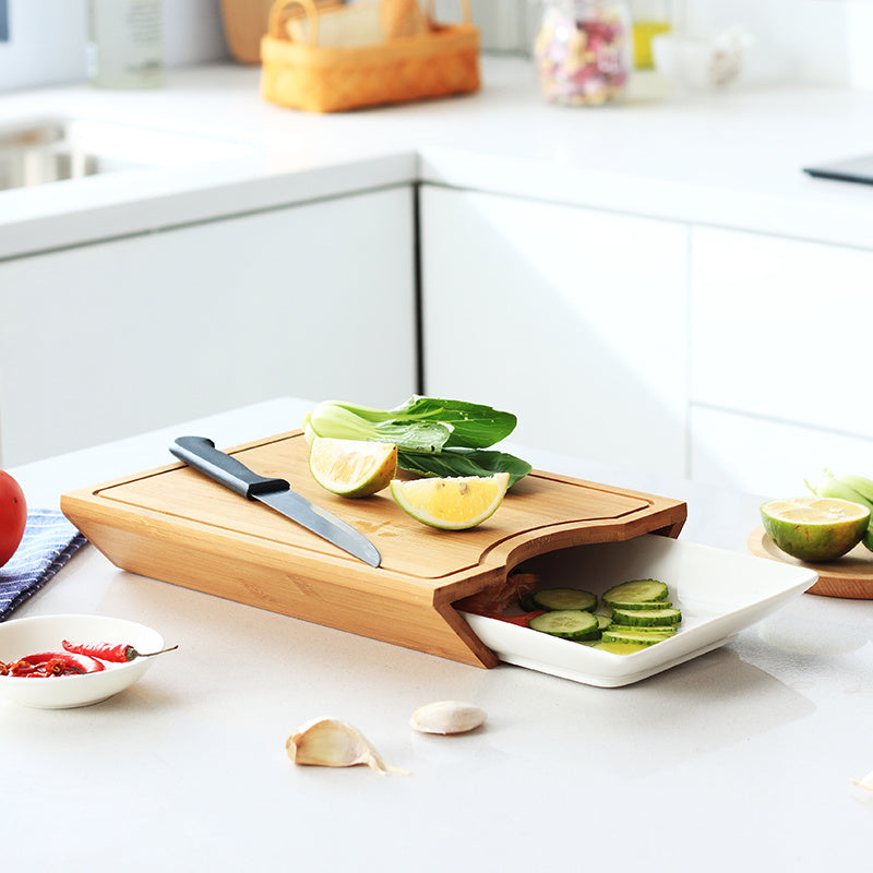 Multifunctional Wooden Chopping Board With Dish