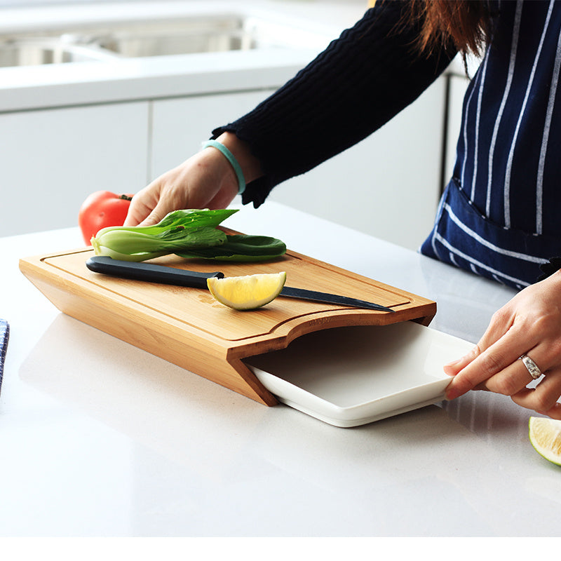 Multifunctional Wooden Chopping Board With Dish